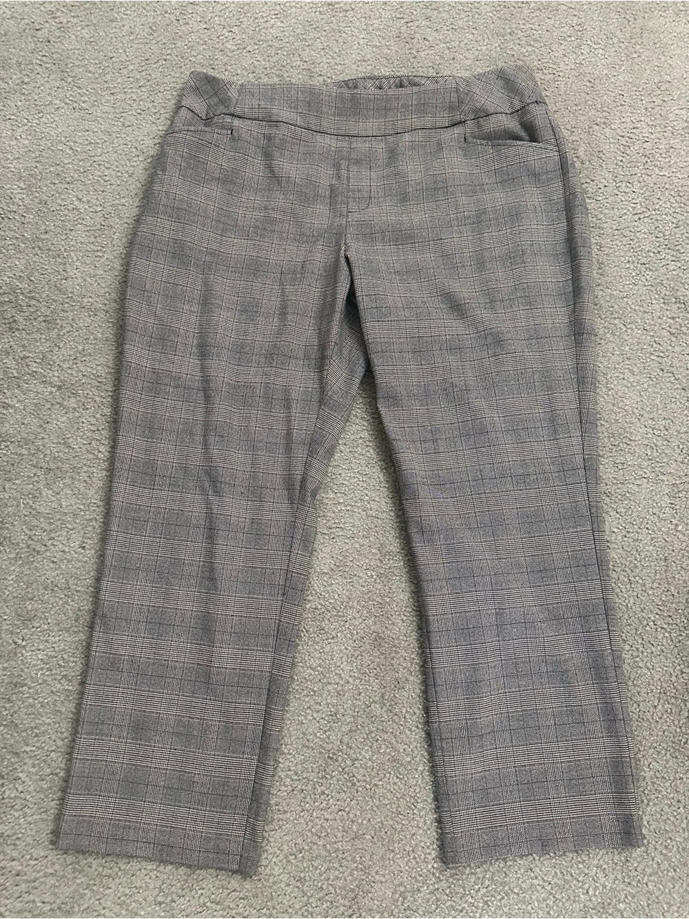 CJ Banks Gray Plaid Stretch Slim Leg Pull-On Career Pants